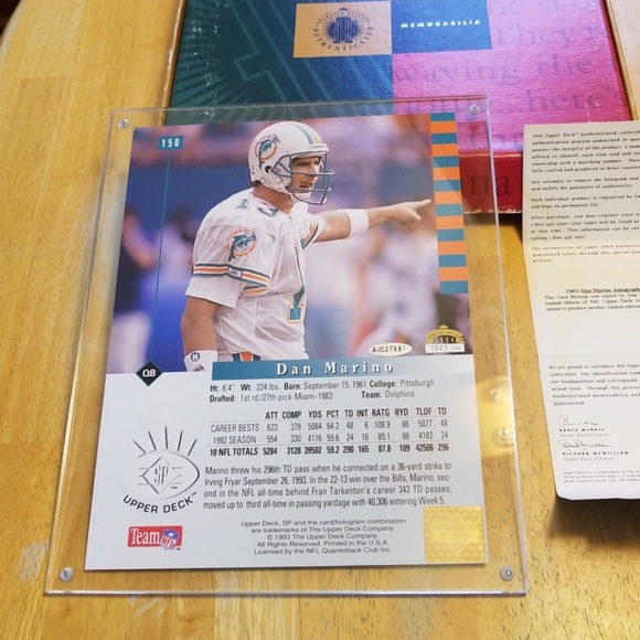 Dan Marino Signed Upper Deck Card - Picture 4 of 4